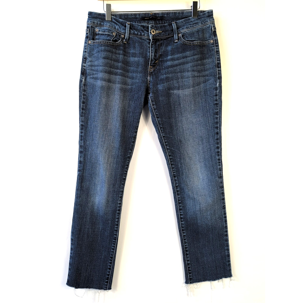 Levi's Mid Rise Skinny Jeans Women’s Sz 10 Blue Stretch Raw Hem 27.5” Inseam